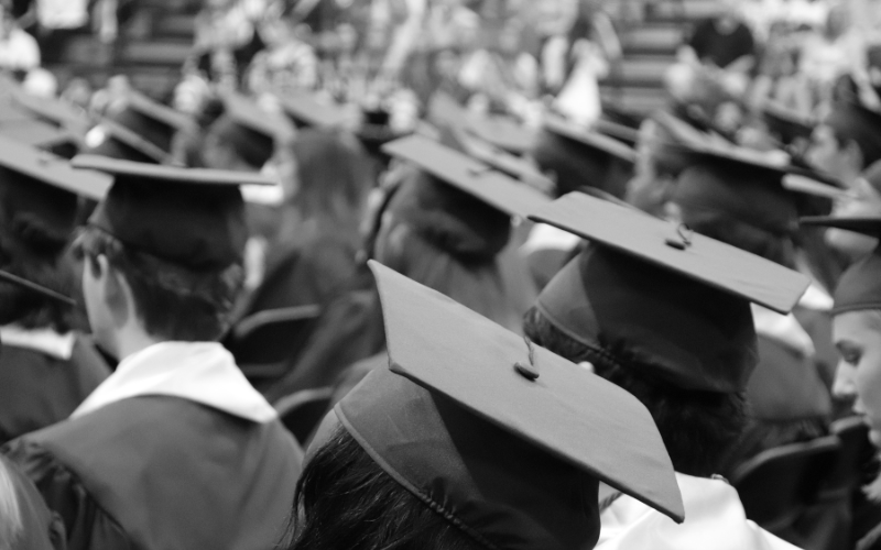 black and white undergraduate degree earners graduating 