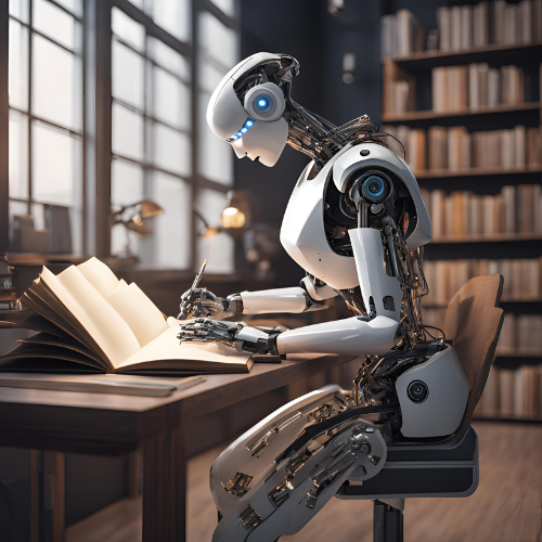 ai robot writing a book